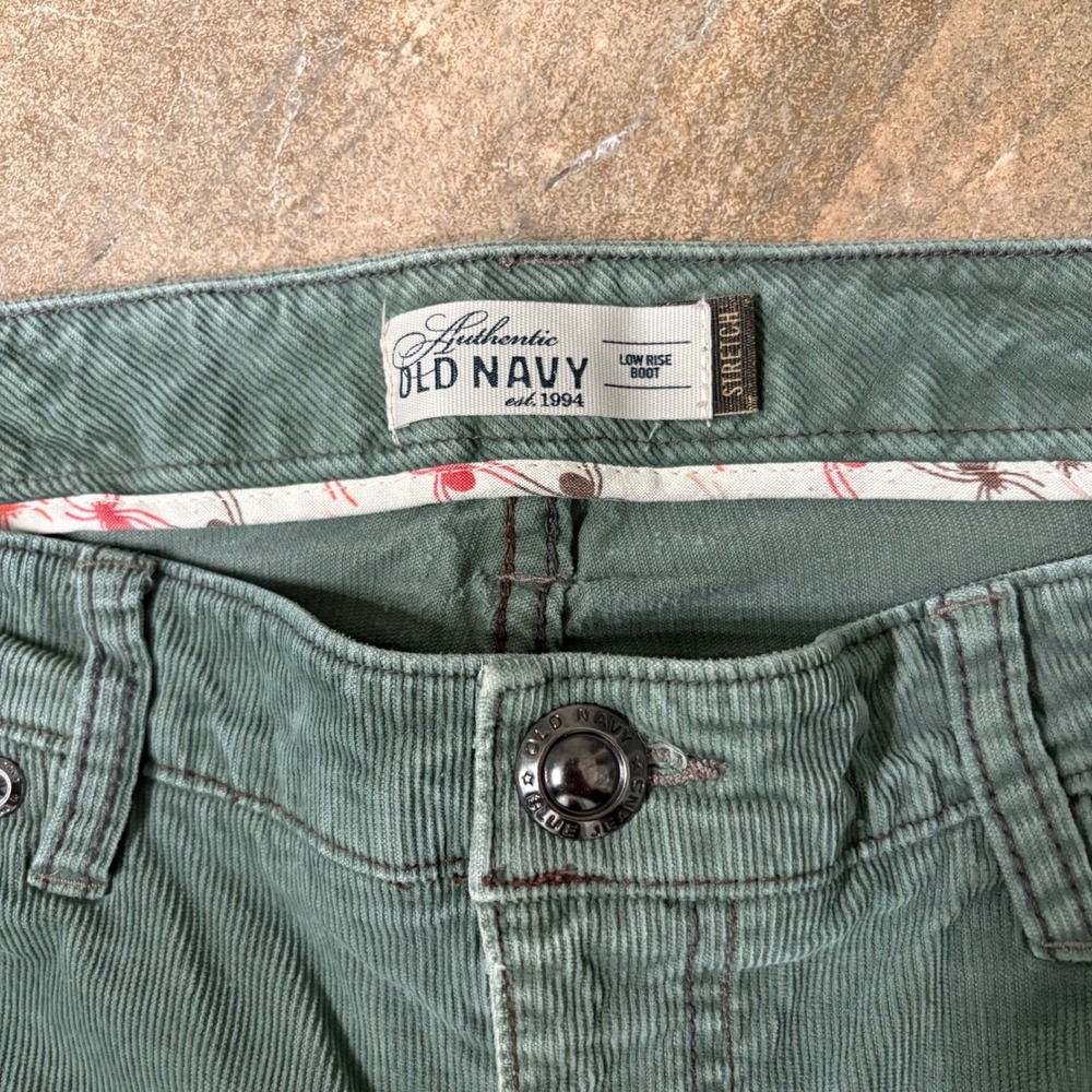 Old Navy Corduroy Bootcut Pants Women Size 10 Short Green Stretch Low Rise - Picture 3 of 6